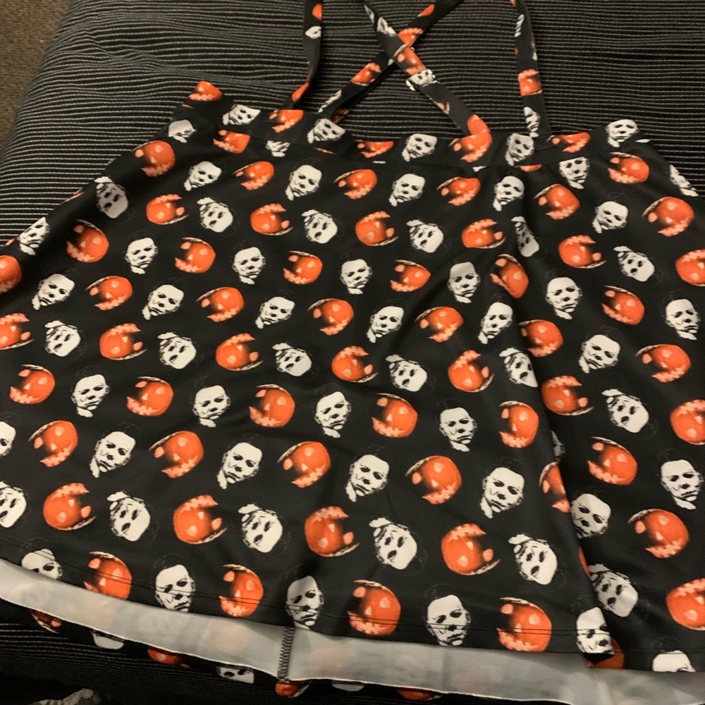Michael Myers Pumpkin Halloween Skirt with suspenders hot topic